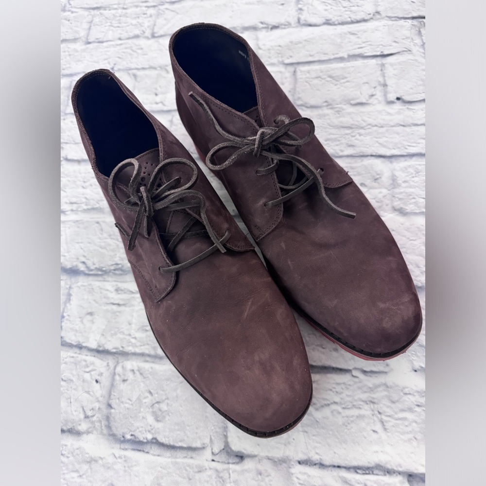 Cole Haan men’s’ sz 13 M suede/leather Chukkas; brown with eraser color soles.